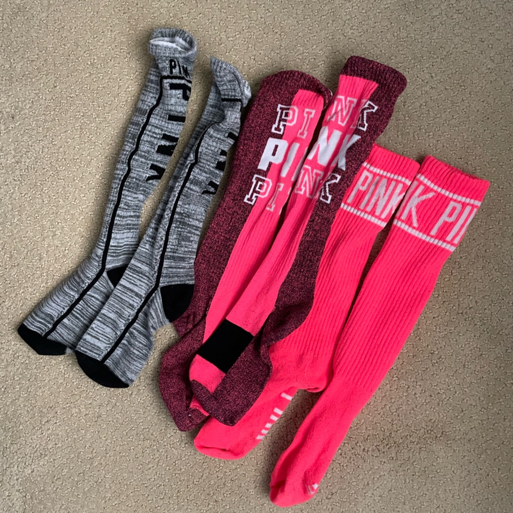 Bundle of 3 pairs of knee high PINK Socks